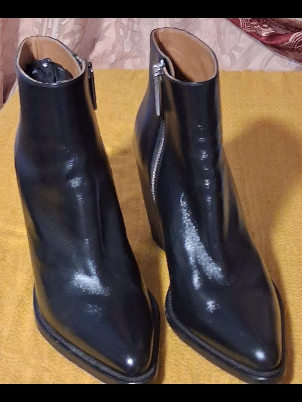 Chloe Black Leather Ankle Booties with Side Zip